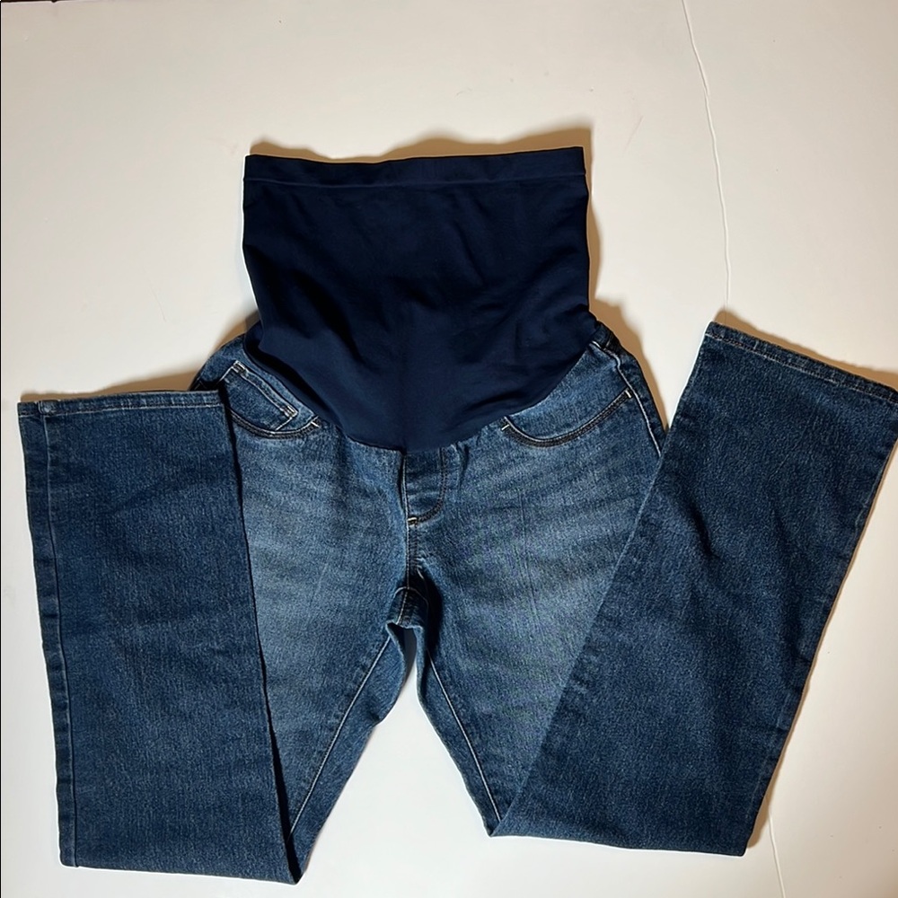 Women's Indigo Blue Over the Belly Stretch Maternity Jeans Size PS